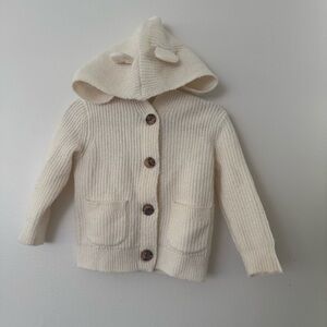 Cream Hooded Cardigan with Bear Ears